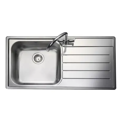 Rangemaster Oakland Kitchen Sink 1.0 Bowl RH Drainer Inset Stainless Steel Waste