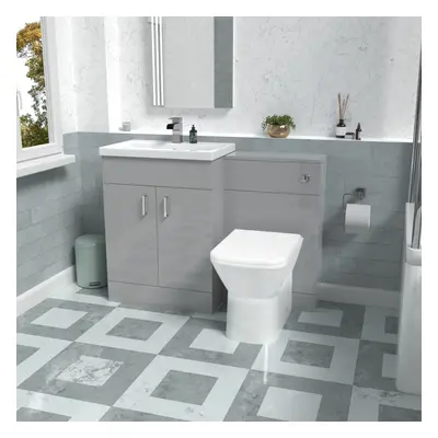 Nes Home 1100mm Freestanding Grey Basin Vanity Unit & Back To Wall Toilet