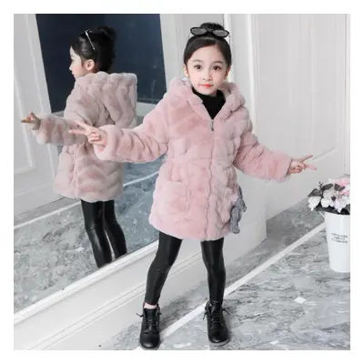 (pink, 160) Girl&apos;s Coat Autumn Winter Children&apos;s Thickened Warm Fashion Little Girl Fa