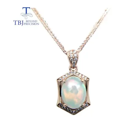 (white) Natural Ethopian Opal Oval Cut 8*10 Pendants With Chain In Sterling Silver Gemstone Neck