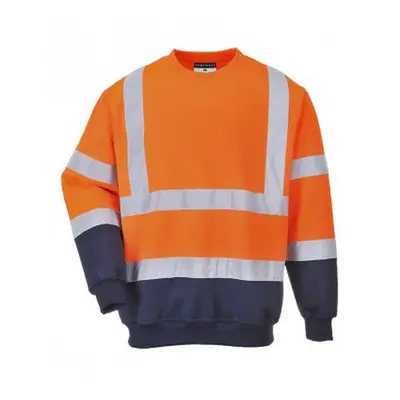 (L, Orange/Navy) Portwest Mens Hi-Vis Two Tone Sweatshirt