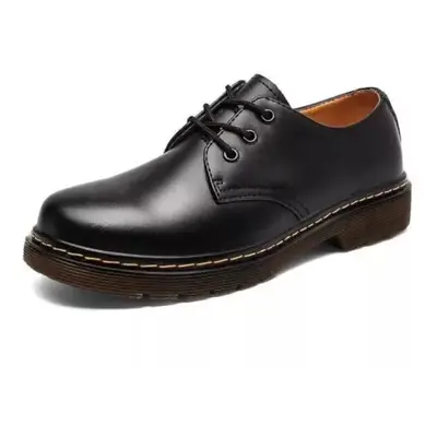 (Black, UK 10=EU 45=275 mm) Mens Womens Martin Boots 3-Eye Black Smooth Oxford Sole Leather Shoe