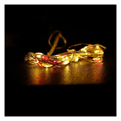 200 LED 10m Premier Outdoor Christmas Battery Lights Timer Red & Vintage Gold