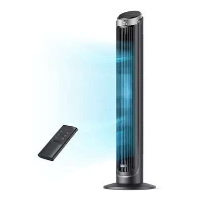 Dreo Silent Tower Fan, 7.3m/s Velocity Electric Cooling Fan, Oscillating Standing Fans with Remo