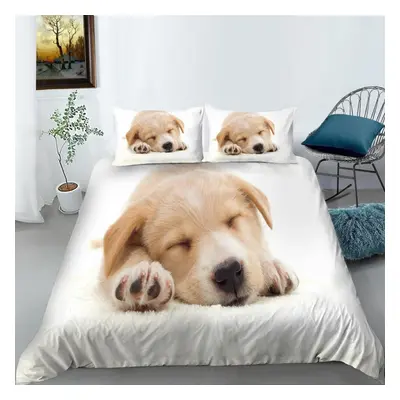 (as the picture, DE 200x220cm) Home Bedding Set Bedroom Pet Theme Print Quilt Cover Pillowcase H