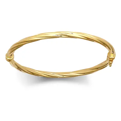 Jewelco London Ladies 9ct Yellow Gold Liquorice Candy Twist 4mm Bangle Bracelet - JBG349