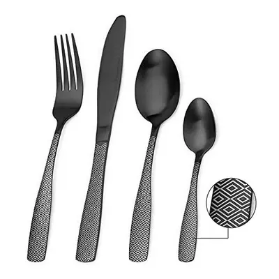 Matte Black Cutlery Set, Bettlife 16-Piece Tableware Set Stainless Steel Flatware Silverware Set