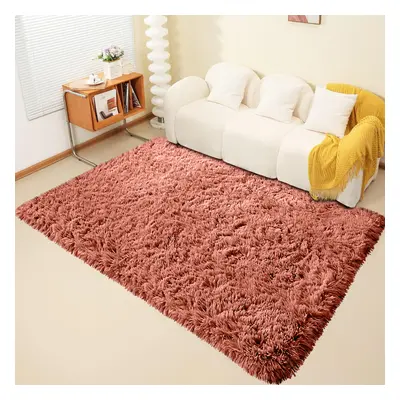 (200cm x 290cm OR 6ft 7" x 9ft 6"- Large Area Rug, Rust/ Orange- Area Rug) Large Fluffy Shaggy R