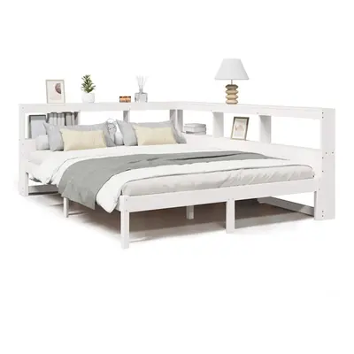 (white, x cm) vidaXL Bookcase Bed without Mattress White 135x190 cm Solid Wood Pine bed