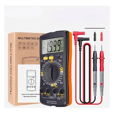 (Orange) Digital Multimeter Ultra-thin Storage Meter Auto Voltmeter AC DC 220V