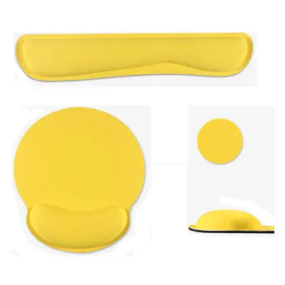 (Yellow) Mouse Pad with Wrist Support Keyboard Wrist Rest Durable Comfortable Set for Laptop Off