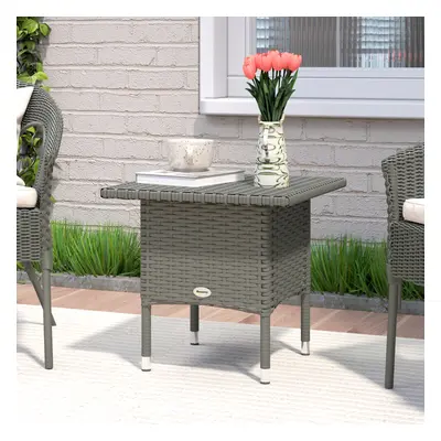 Outsunny PE Rattan Outdoor Coffee Table, Easy Match Rattan Side Table, Grey