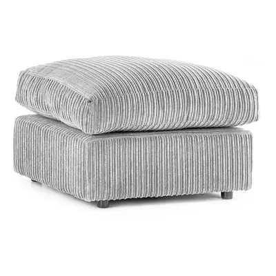 (Silver, Footstool ) Luxor Jumbo Cord Seater Corner Sofa