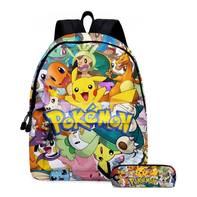 (09, 3PCS) PokÃ©mon Pikachu Backpack Lunch Bag Pencil Case Set Kids Gift Student School Bag Trav