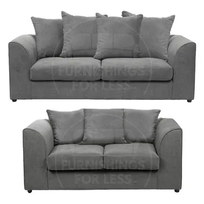 (Grey, & Seater Set) Casper Chenille Fabric Corner Sofa Range