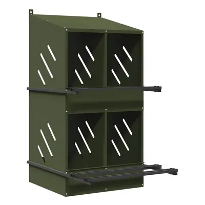 (olive green, x x 109,5 cm) vidaXL Chicken Nesting Box with Compartments Olive Green Metal