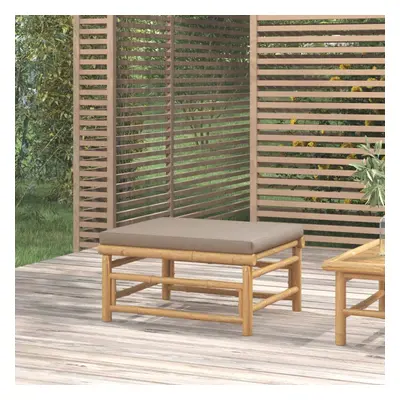 vidaXL Patio Footstool with Taupe Cushion Bamboo