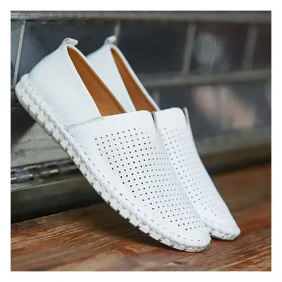 (white, EU: 43) Summer Men&apos;s Moccasins Loafers Slip-on Driving Lightweight Gommino Flat Wal