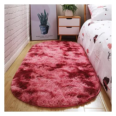 (red, 120X200cm) Oval-shaped Plush Carpets For Living Room Fashion Pink Fluffy Rugs Bedside Long