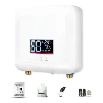 (110V-5500W, White) Instant Water Heater 7500W Mini Electric Tankless Water Heater Wall-Mounted 