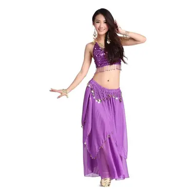 (purple, One Size) 2pcs Set Women Belly Dance Costumes For Adult India Stage Gypsy Costumes Woma