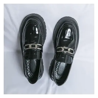 (black, EU: 46) Men Creepers Tasseled Loafer Dress Wingtip Casual Elevator Shoes Height Increase