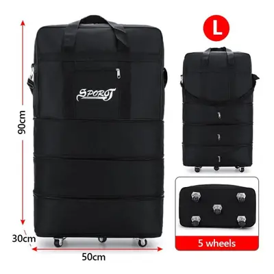 (L) Waterproof Portable Travel Rolling Suitcase Air Carrier Bag Unisex Expandable Folding Oxford