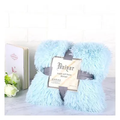 (light blue, M) Super Soft Blankets For Beds Shaggy Faux Fur Blanket Ultra Plush Decorative Blan