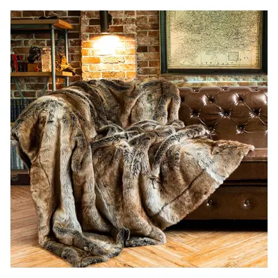 (125x150cm, Brown) Faux Fur Throw Blanket Brown 125x150cm Luxury Fuzzy Warm Cozy Fluffy Fur Blan