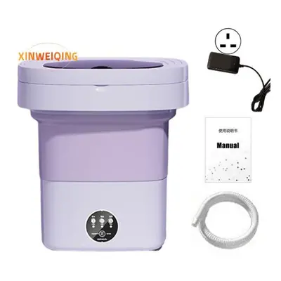 (purple, UK Plug) Set Foldable Washing Machine With Water Pipe,low Noise Energy-saving Portable 