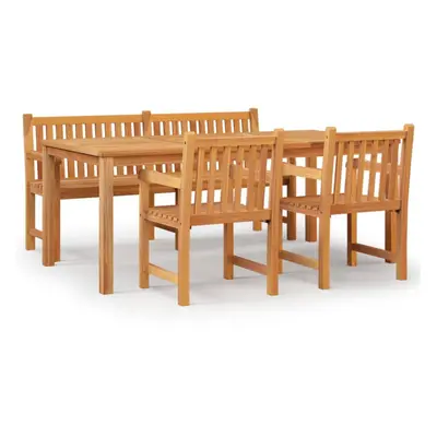 (bench + 2x armchair + table) vidaXL Solid Wood Teak Garden Dining Set Patio Table Furniture Mul