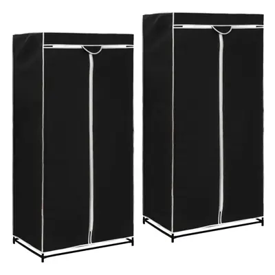 vidaXL 2x Wardrobes Black Closet Clothes Storage Organiser Cabinet Shelves