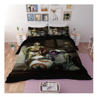 (Star Wars A, Kingï¼3pcsï¼240x220cm) Wars Star Print Film Duvet Comforter Quilt Cover Bedding 