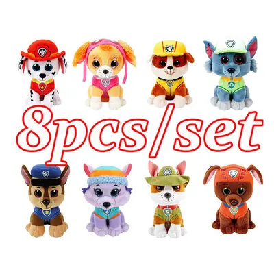 (8pcs, 10CM) Ty Big Eyes Soft Stuffed Plush Toys Dog Skye Marshall Zuma Plush Stuffed