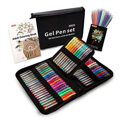 Gel Pens, Shuttle Art Pack Gel Pen Set Coloured Gel Pen with Refills for Adults Colouring Books 