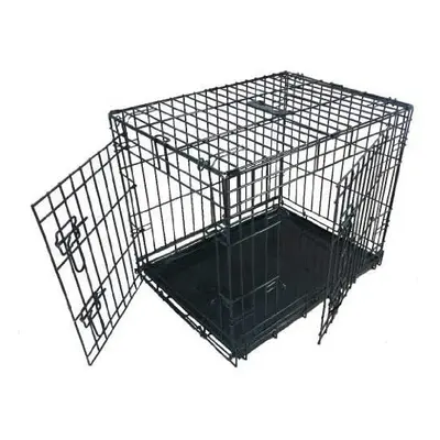 Ellie-Bo Dog Puppy Cage Large inch Black Folding Door Crate with Non-Chew Metal Tray