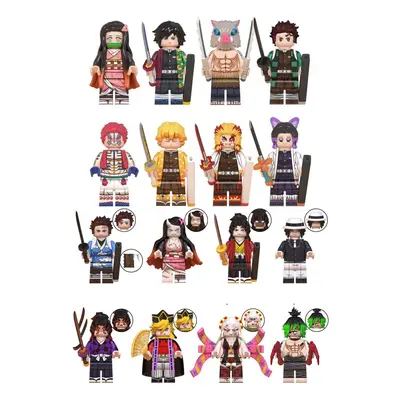 (16PCS-A+C) 24PCS Demon Slayer Series Children's Toy Fit Lego