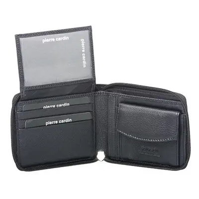 Pierre Cardin Mens Genuine Leather Zip Around Wallet w/ RFID Guard - Black