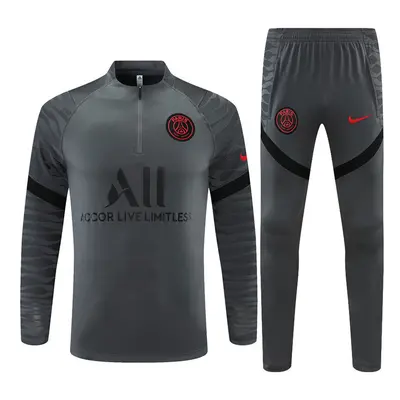 (L) PSG Football Training Suit Long Sleeve Red Label Tracksuit Dark Gray