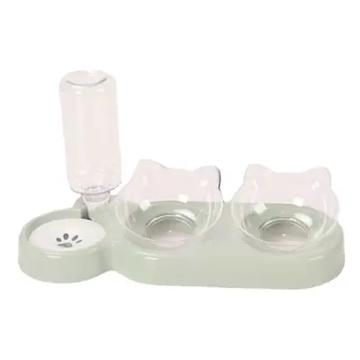 (Green) 2-in-1 Food Bowl Autoxic Water Dispenser No-spill Food Feeder Dispenser Autoxic Dog Cats