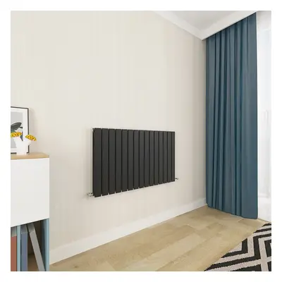 (600x1020mm Double) Horizontal flat radiator black all sizes