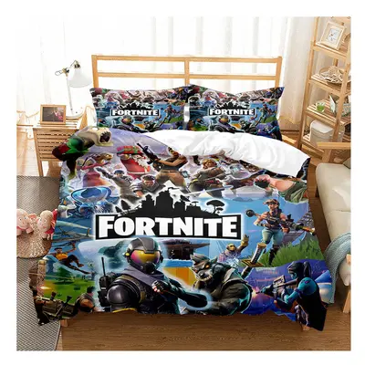 (Double(200x200 cm), 3) Fortnite Bedding Single Double Cartoon Quilt Cover Kids Quilt Cover