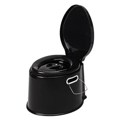 (Black) Portable Travel Toilet Compact Potty Bucket Seats Waste Tank Lightweight Outdoor Indoor 