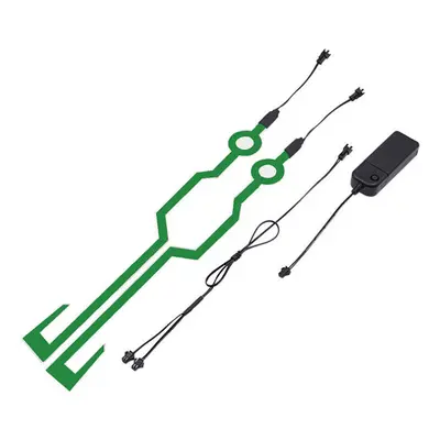 (Green) 2PCS Waterproof Cycling Helmet Light Riding Signal EL Strip Flashing LED Durable Kit Bar