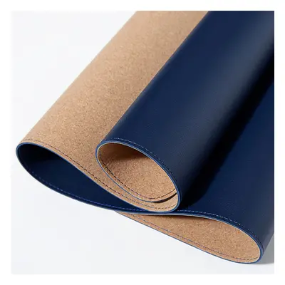 (Navy Blue) 90*43cm Cork Double-sided Use Mouse Pad Rollable PU Leather Anti-scratch Desk Mat Ga