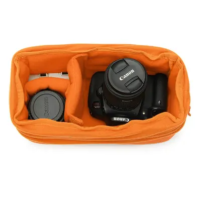 (Dark orange) Padded Shockproof DSLR SLR Camera Insert Bag Protect Case Pouches For Canon For Ni