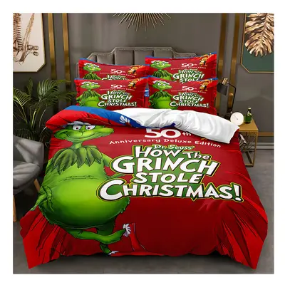 (Style 11, King (220X240CM/3PCS)) The Grinch Bedding Single Double King Duvet Cover