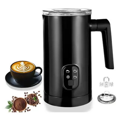 (Black) Milk Frother Electric in Milk Frother 360ml Large Capacity Hot and Cold Milk Frother Hot