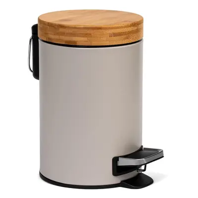 (3 Litres, Taupe (Bright)) . 3L Designer Bathroom Bin | Superior Bamboo | Soft Closing | Anti-Fi