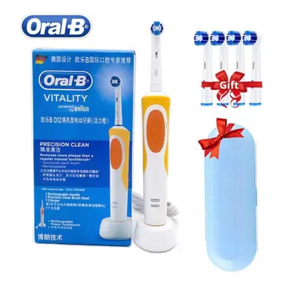 (orange) Oral B D12 Vitality Electric Toothbrush Rechargeable 2D Rotating Deep Clean Replacement